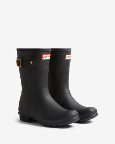 Women's Black Leopard Print Backstrap Short Wellington Boot