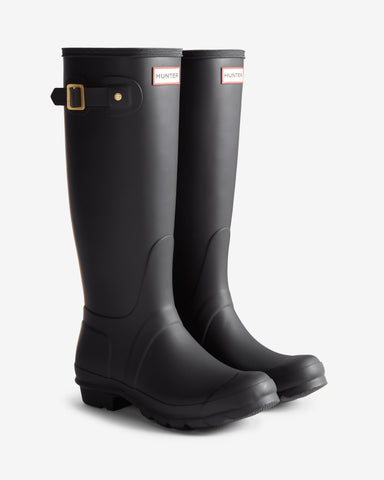 Women's Black Leopard Print Backstrap Tall Wellington Boot