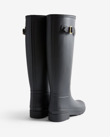 Women's Black Refined Gold Trim Tall Wellington Boot