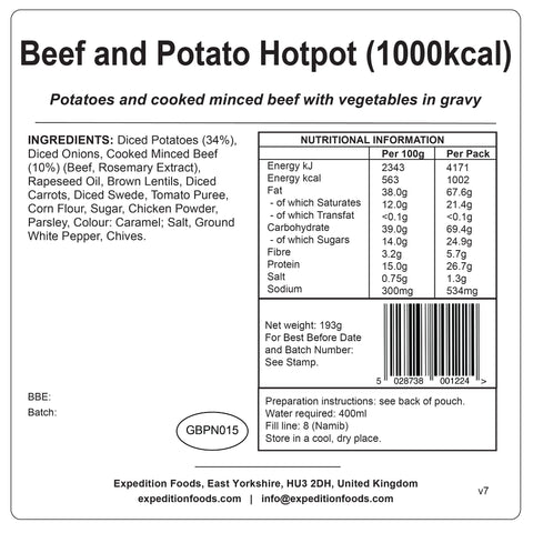 Expedition Foods Beef and Potato Hotpot | Freeze-Dried Meal