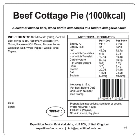 Expedition Foods Beef Cottage Pie | Freeze-Dried Meal