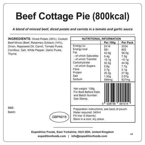 Expedition Foods Beef Cottage Pie | Freeze-Dried Meal