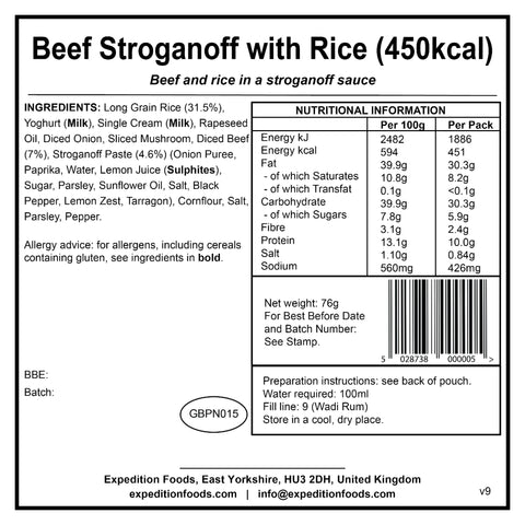 Expedition Foods Beef Stroganoff with Rice | Freeze-Dried Meal