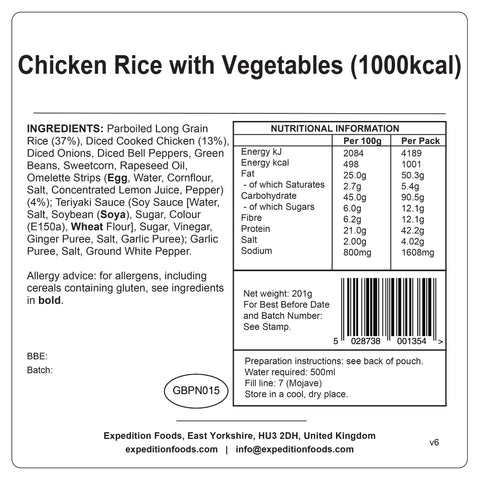 Expedition Foods Chicken Rice with Vegetables | Freeze-Dried Meal