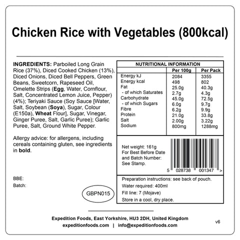 Expedition Foods Chicken Rice with Vegetables | Freeze-Dried Meal