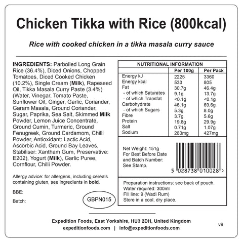 Expedition Foods Chicken Tikka with Rice | Freeze-Dried Meal