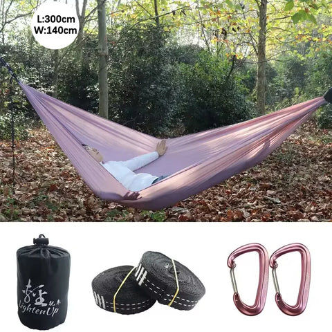 2024 New Ultralight 380T (20D) Outdoor Camping Nylon Hammock Sleep Swing Tree Bed Garden Backyard Protable Hammock Chair
