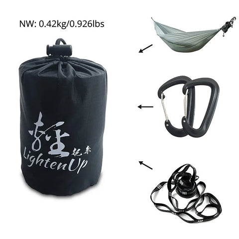 2024 New Ultralight 380T (20D) Outdoor Camping Nylon Hammock Sleep Swing Tree Bed Garden Backyard Protable Hammock Chair