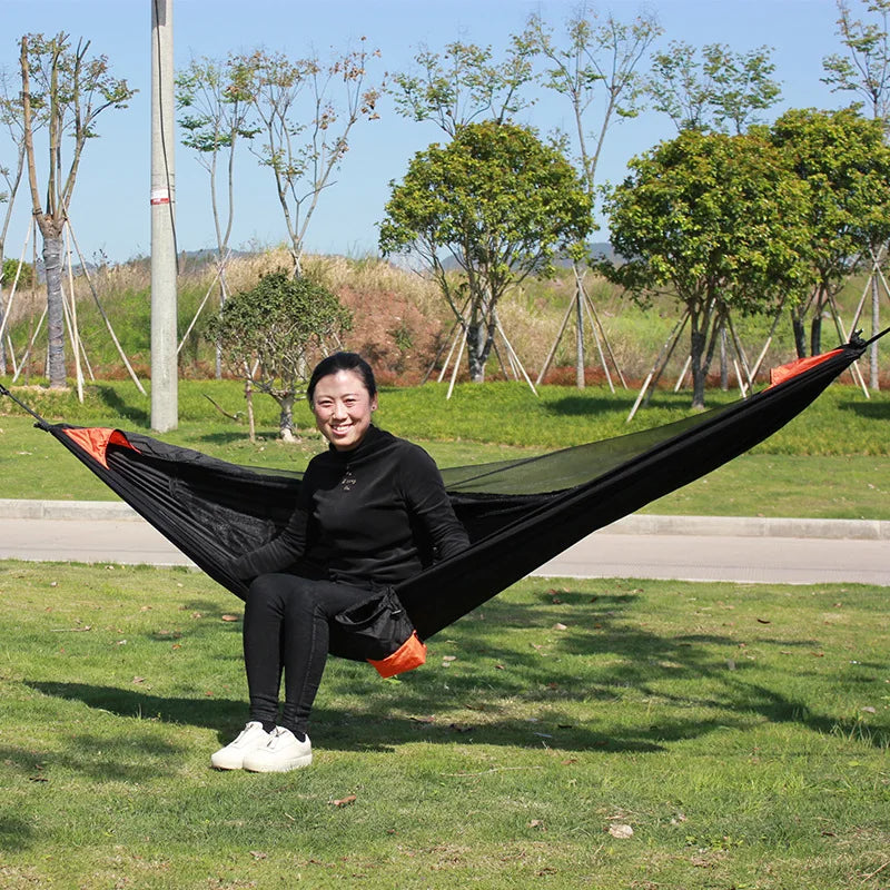 Ultralight Outdoor Hammock with anti Mosquito Net Detachable Hiking Travel Camping 1-2 Person Tent Backyard Hammock