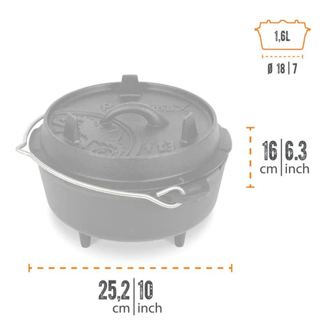 Petromax 1.6L Cast Iron Dutch Oven with Legs - Wylies Outdoor World