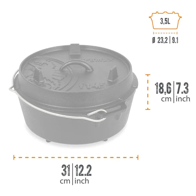 Petromax 3.5L Cast Iron Dutch Oven with Legs - Wylies Outdoor World