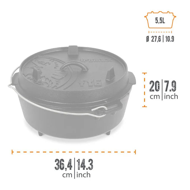 Petromax 5.5L Cast Iron Dutch Oven with Legs - Wylies Outdoor World