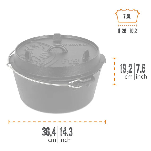 Petromax 7.5L Cast Iron Dutch Oven with Legs - Wylies Outdoor World