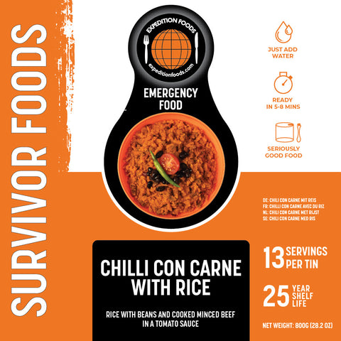 Expedition Foods Chilli Con Carne with Rice (Survivor Foods Range) | Freeze-Dried Emergency Supplies