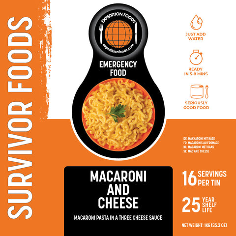 Expedition Foods Macaroni and Cheese (Survivor Foods Range) | Freeze-Dried Emergency Supplies