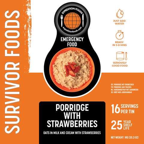 Expedition Foods Porridge with Strawberries (Survivor Foods Range) | Freeze-Dried Emergency Supplies