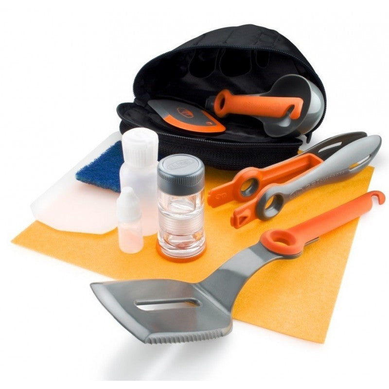 GSI Outdoors Crossover Kitchen Set 12 piece backpacking utensils with pivot tongs spoon spatula and lightweight tote