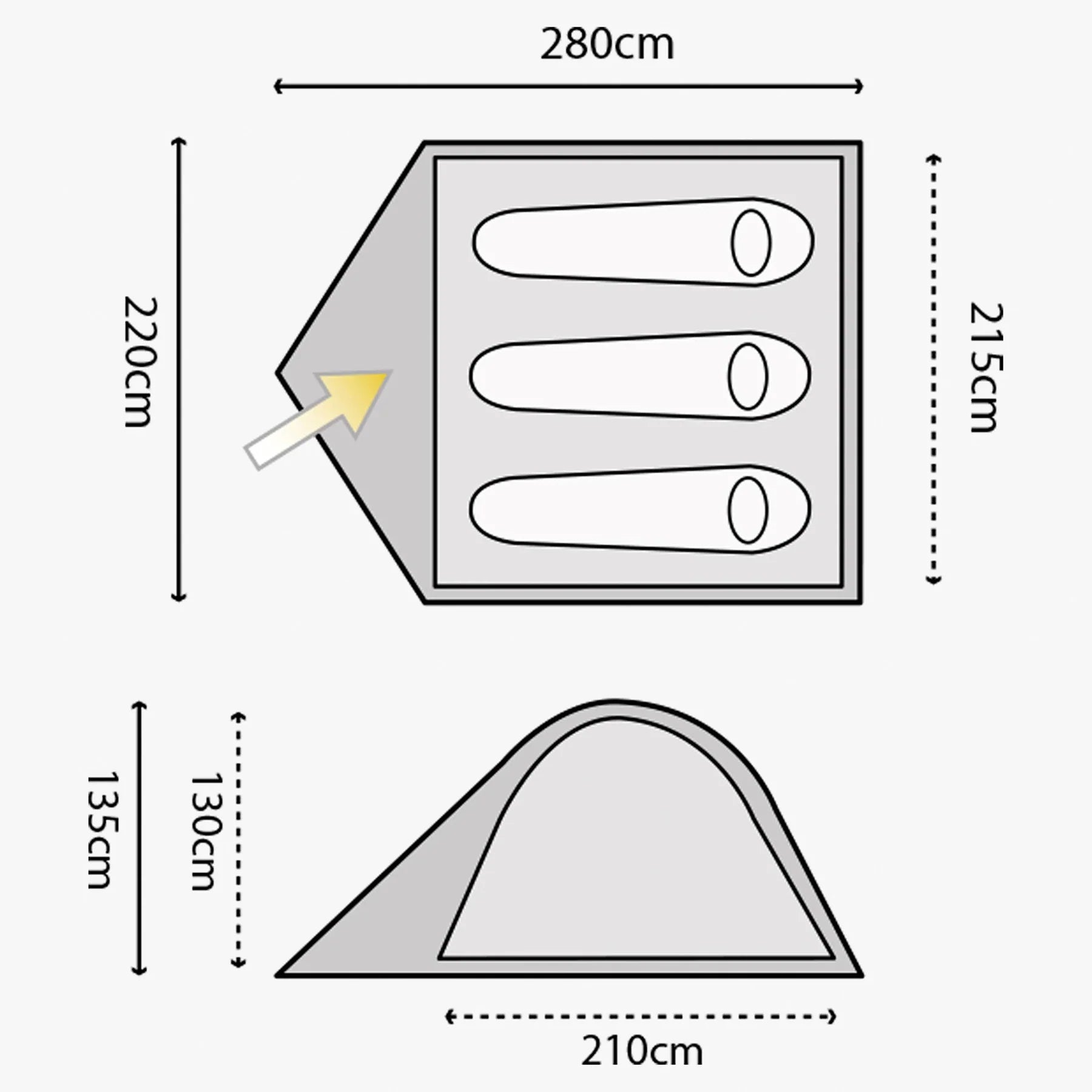 Highlander Birch 3 Man Dome Tent - Wylies Outdoor World