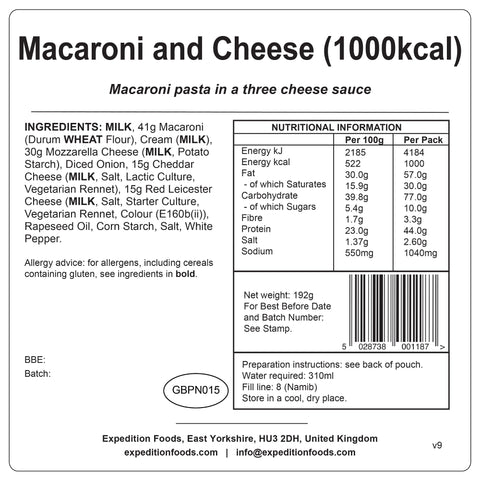 Expedition Foods Macaroni and Cheese | Freeze-Dried Meal