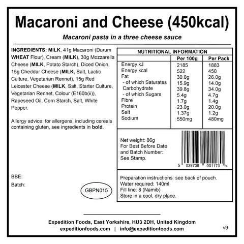 Expedition Foods Macaroni and Cheese | Freeze-Dried Meal