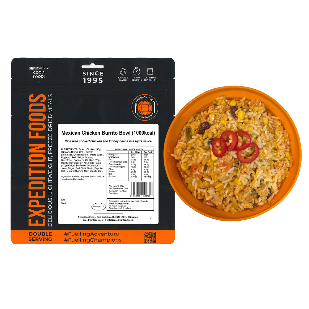 Expedition Foods Mexican Chicken Burrito Bowl | Freeze-Dried Meal