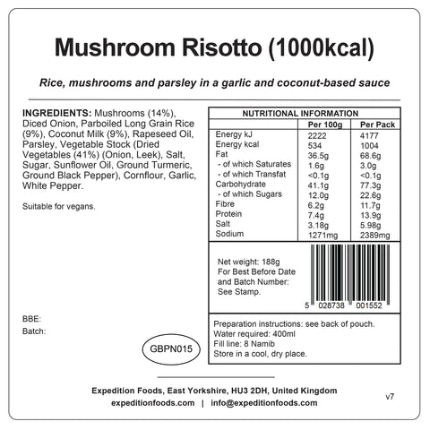 Expedition Foods Mushroom Risotto | Freeze-Dried Meal
