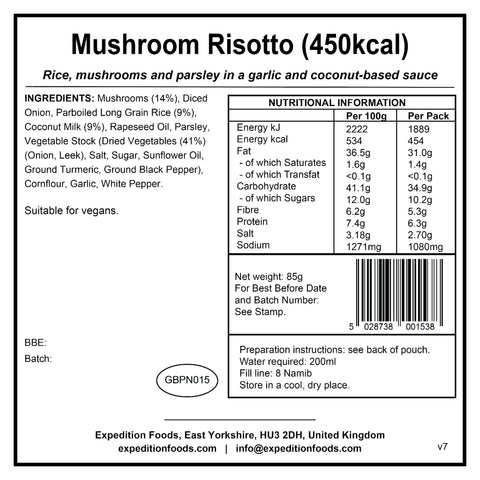 Expedition Foods Mushroom Risotto | Freeze-Dried Meal