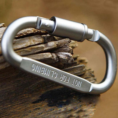 Set of 6 Locking Lightweight Aluminium D-Ring Carabiners