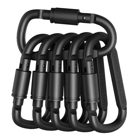 Set of 6 Locking Lightweight Aluminium D-Ring Carabiners