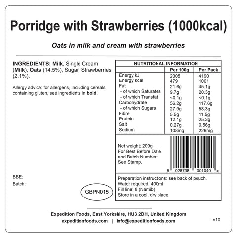 Expedition Foods Porridge with Strawberries | Freeze-Dried Meal