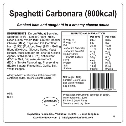 Expedition Foods Spaghetti Carbonara | Freeze-Dried Meal