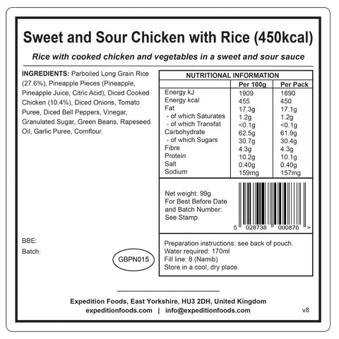 Expedition Foods Sweet and Sour Chicken with Rice | Freeze-Dried Meal