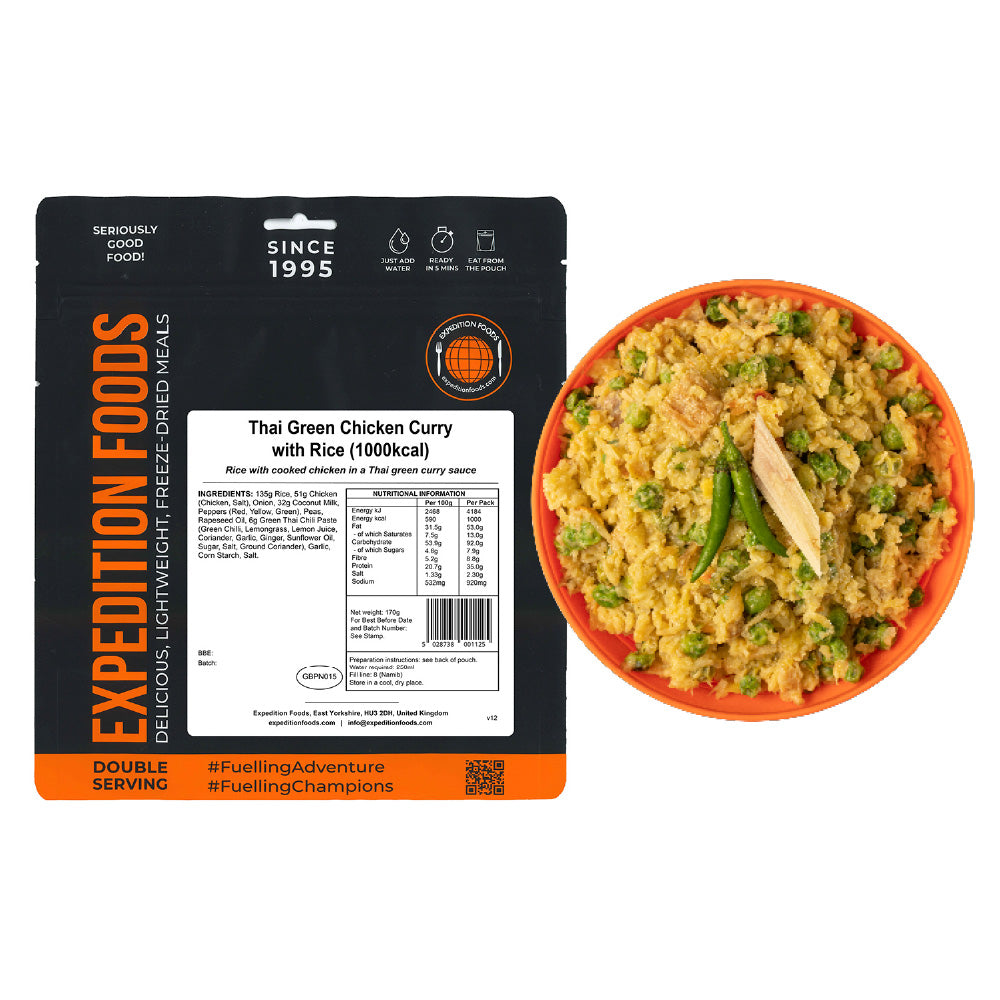 Expedition Foods Thai Green Chicken Curry with Rice | Freeze-Dried Meal