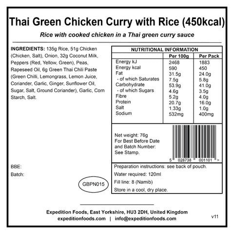 Expedition Foods Thai Green Chicken Curry with Rice | Freeze-Dried Meal