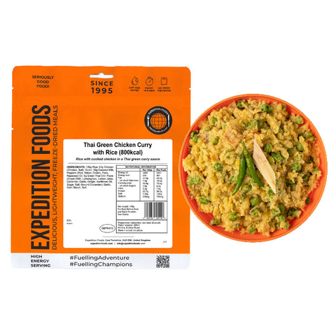 Expedition Foods Thai Green Chicken Curry with Rice | Freeze-Dried Meal