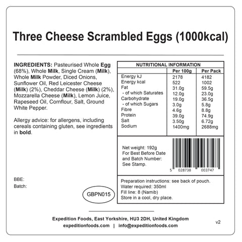 Expedition Foods Three Cheese Scrambled Eggs | Freeze-Dried Meal