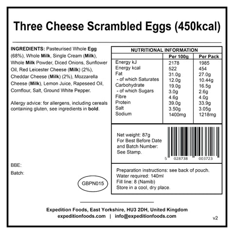 Expedition Foods Three Cheese Scrambled Eggs | Freeze-Dried Meal