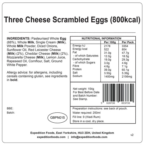 Expedition Foods Three Cheese Scrambled Eggs | Freeze-Dried Meal
