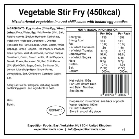 Expedition Foods Vegetable Stir Fry | Freeze-Dried Meal