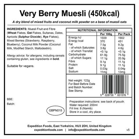 Expedition Foods Very Berry Muesli | Freeze-Dried Meal