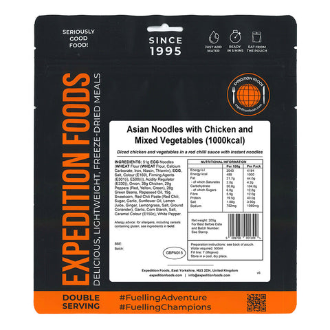 Expedition Foods Asian Noodles with Chicken and Mixed Vegetables | Freeze-Dried Meal