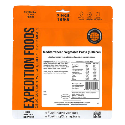 Expedition Foods Mediterranean Vegetable Pasta | Freeze-Dried Meal