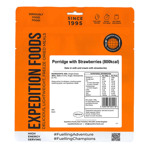 Expedition Foods Porridge with Strawberries | Freeze-Dried Meal