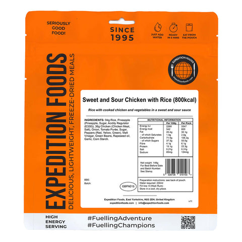Expedition Foods Sweet and Sour Chicken with Rice | Freeze-Dried Meal