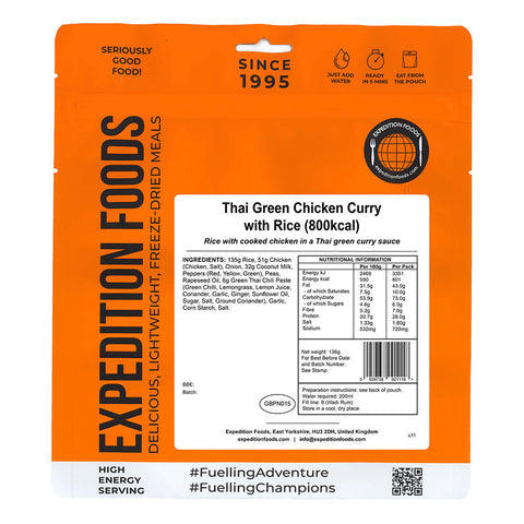 Expedition Foods Thai Green Chicken Curry with Rice | Freeze-Dried Meal