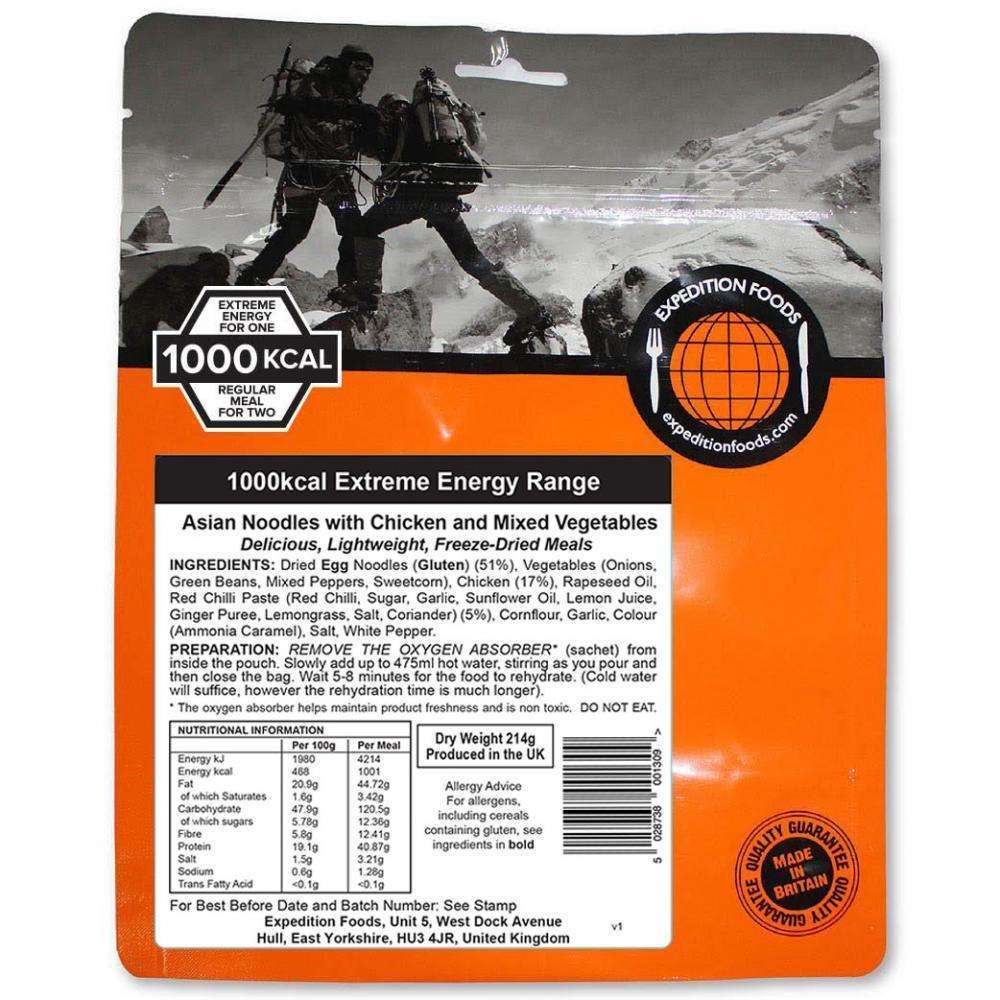 Expedition Foods, Expedition Foods - Asian Noodles with Chicken and Mixed Vegetables (Extreme Energy), Freeze Dried Meals, Wylies Outdoor World,