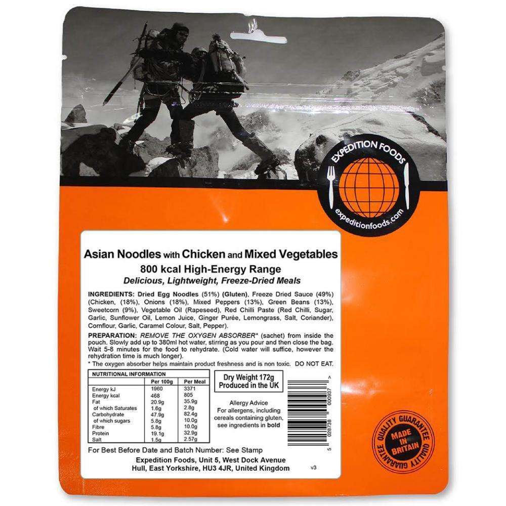 Expedition Foods, Expedition Foods - Asian Noodles with Chicken and Mixed Vegetables (High Energy), Freeze Dried Meals, Wylies Outdoor World,