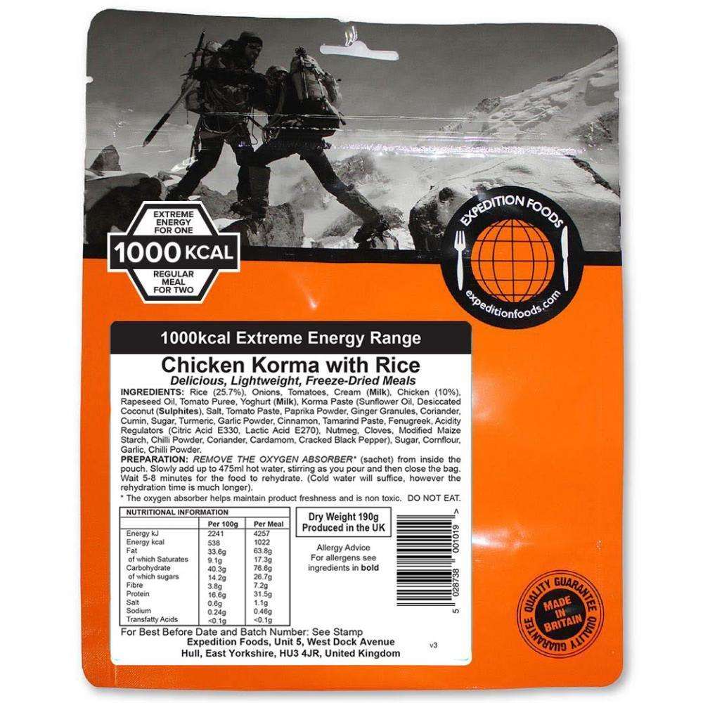 Expedition Foods, Expedition Foods - Chicken Korma with Rice (Extreme Energy), Freeze Dried Meals, Wylies Outdoor World,
