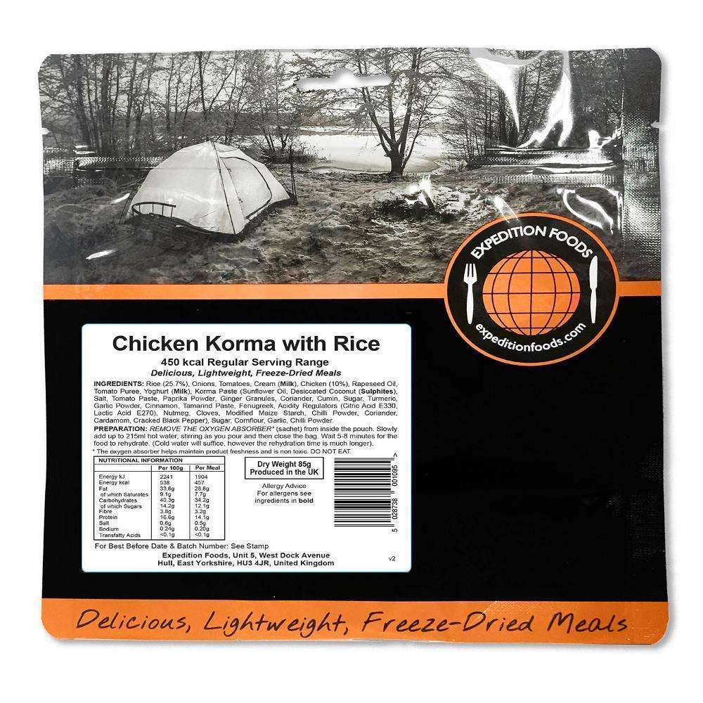 Expedition Foods, Expedition Foods - Chicken Korma with Rice (Regular Serving), Freeze Dried Meals, Wylies Outdoor World,