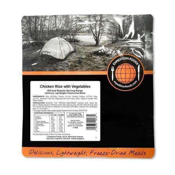 Expedition Foods, Expedition Foods - Chicken Rice with Vegetables (Regular Serving), Freeze Dried Meals, Wylies Outdoor World,